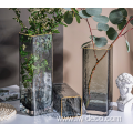 Creative geometric glass vases smoky grey flower arrangement